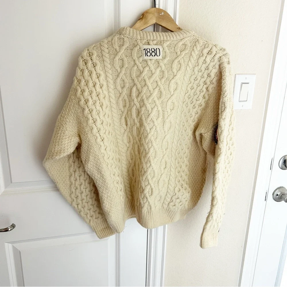 Free People Riley Vintage Patched Wool Blend Crewneck Sweater